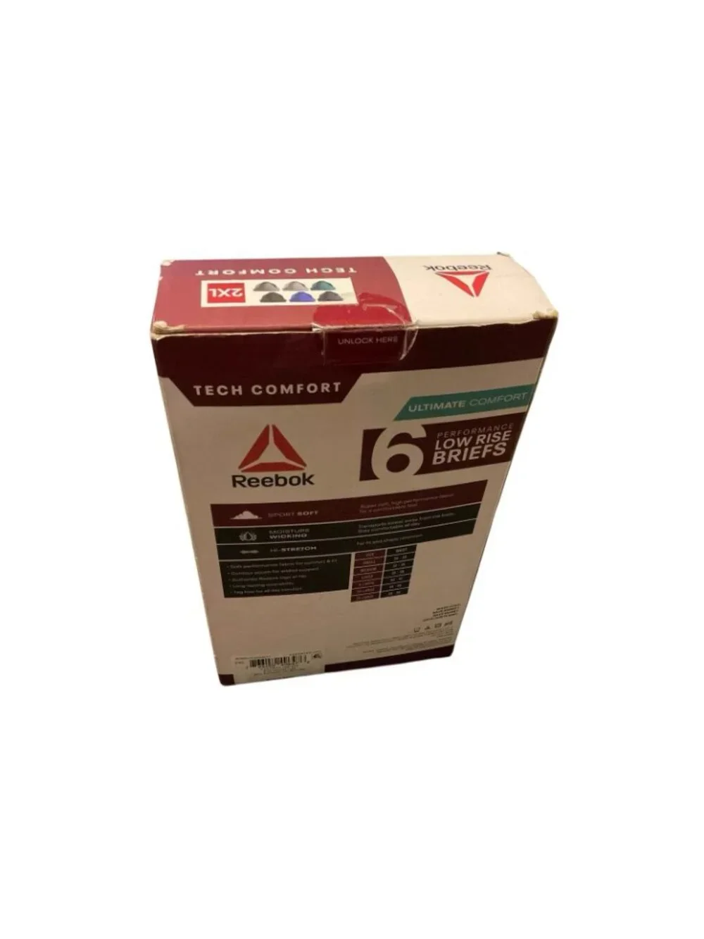 Reebok Men Tech Comfort Low Rise Performance Briefs Underwear 6 Pack Size 2XL